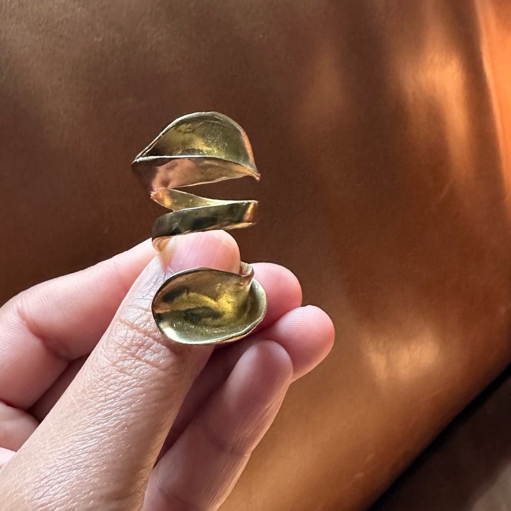 Chunky Statement Brass Wrap Adjustable Natural Or… - image 5